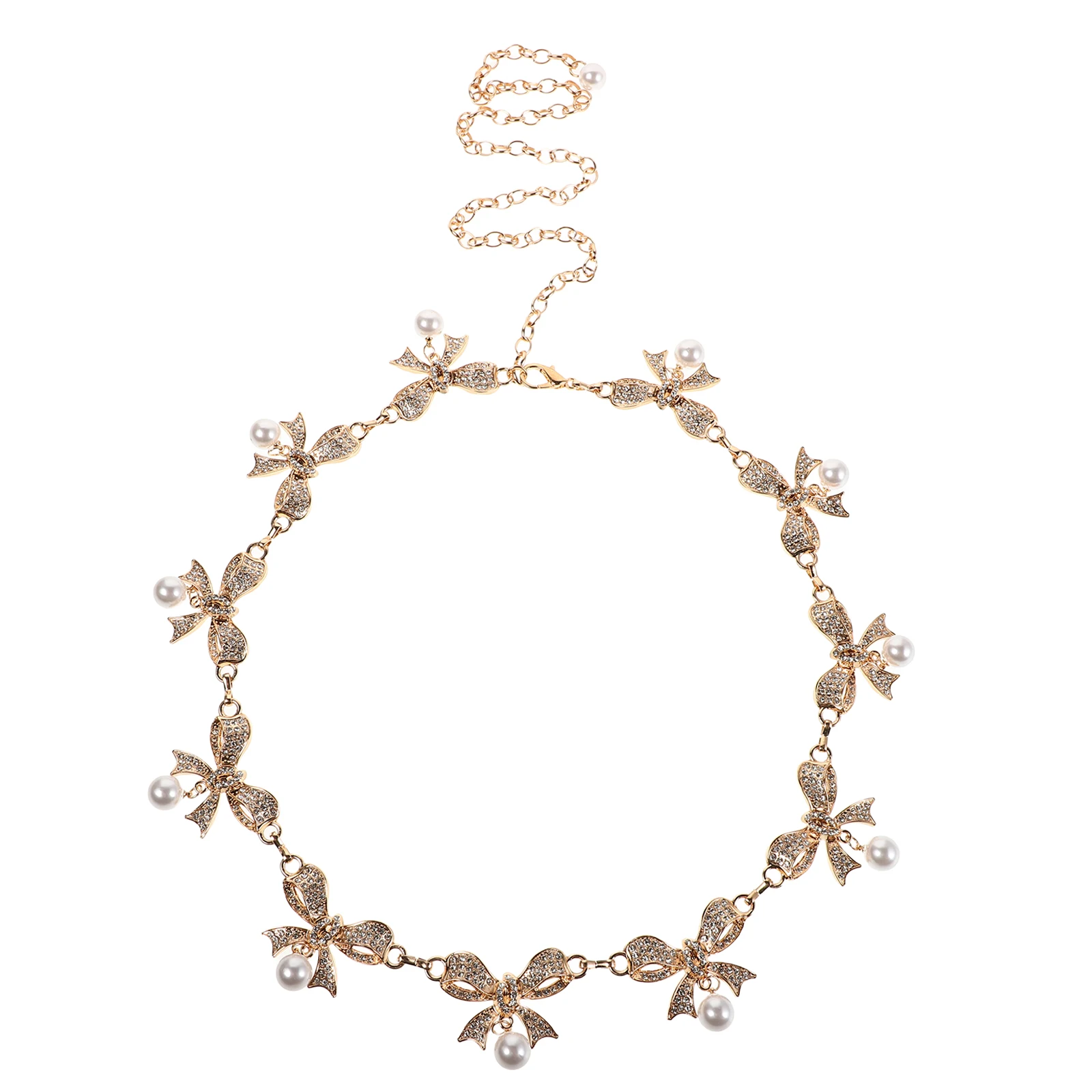 

Butterfly Bowknot Waist Chain Pearl Texture Zinc Alloy Adjustable Women Belly Chain Jewelry Gold Bridal Belts Dress Accessories