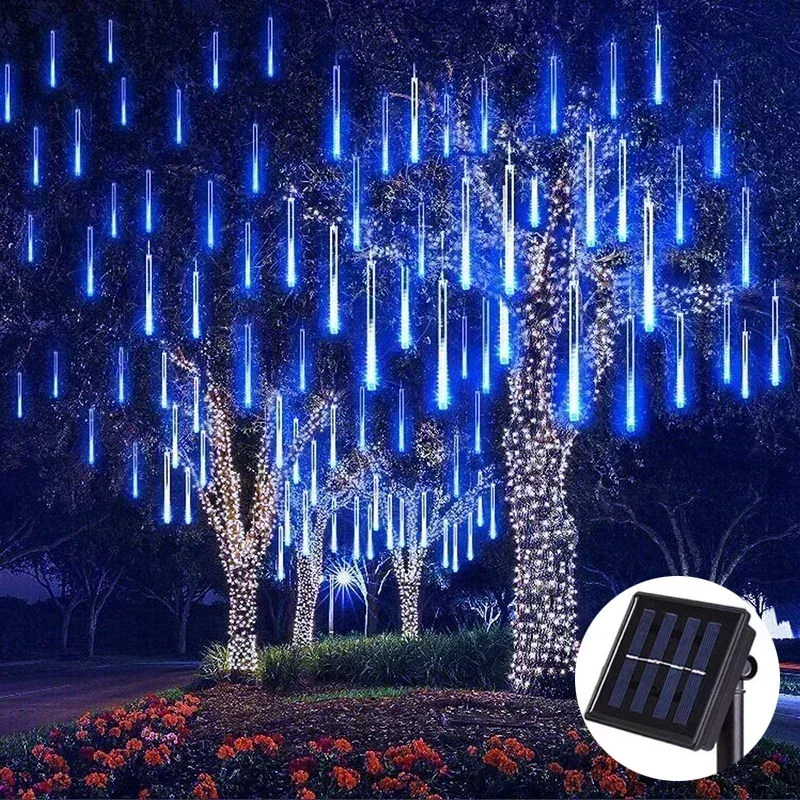 Solar LED Meteor Shower Light Holiday String Light Waterproof Fairy Garden Decor Outdoor Led Street Garland Christmas Decoration