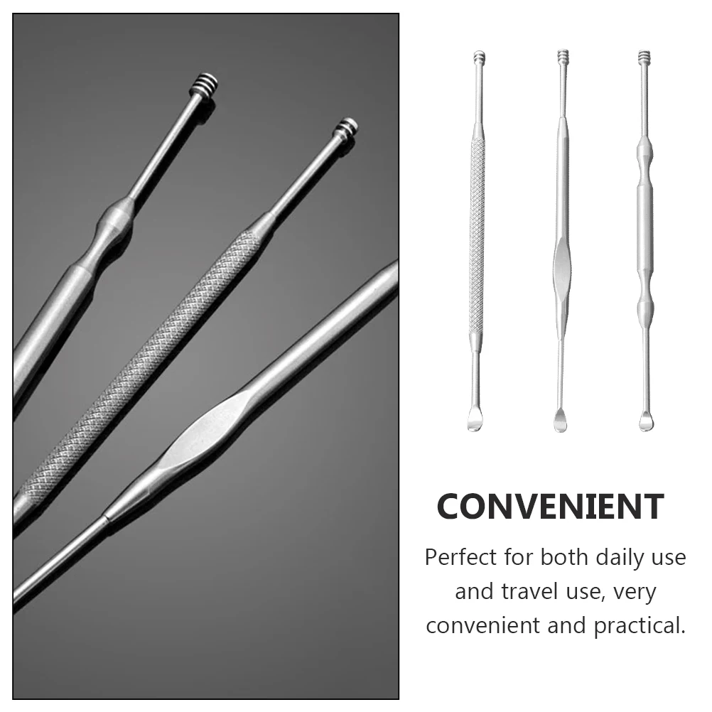 

3pcs Stainless Steel Wax Cleaner Anti-Rust Ear Pick Earwax Removing Tool Practical Ear Scoop Travel Size Easy for Birthday
