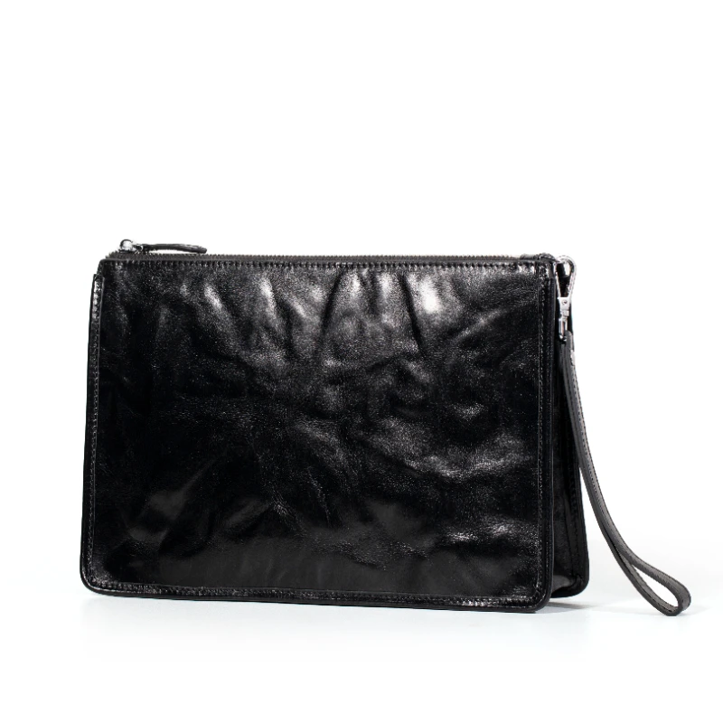 جلد طبيعي رجال الأعمال مطوي حقيبة صغيرة عالية الجودة أعلى درجة جلد البقر الذكور حقيبة يد محفظة طويلة رجل حقيبة حافظة للبطاقات #5