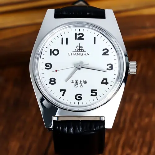 Reloj Shanghai 7120 de inspiración vintage de 36 mm - Reloj de pulsera mecánico para hombre para coleccionistas y entusiastas de los relojes