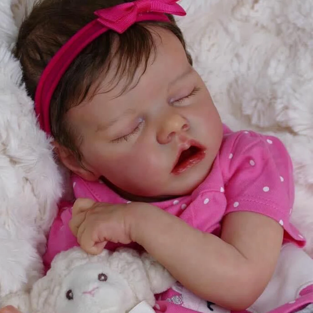 

18 inch Full Silicone Vinyl Body Twin A Reborn Baby Doll Sleeping Girl Alive Real Bebe Hand Rooted Hair Play House Toy Dolls