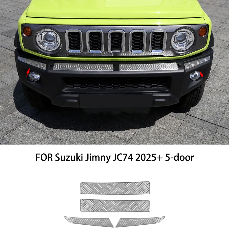 

Автомобильные аксессуары, подходят для Suzuki Jimny JC74 2025 + 5-дверная хромированная черная накладка на переднюю губу, защитная крышка, накладка на порог