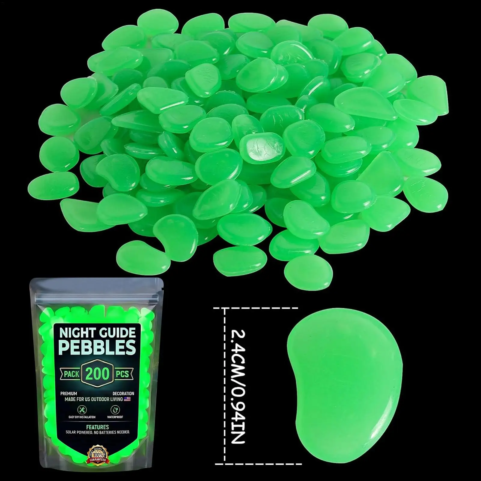 200 Piezas de Piedras Brillantes, Piedras de Jardín Brillantes, Rocas Brillantes para Paisajismo Exterior, Piedras Brillantes para Patio, Camino, Pecera