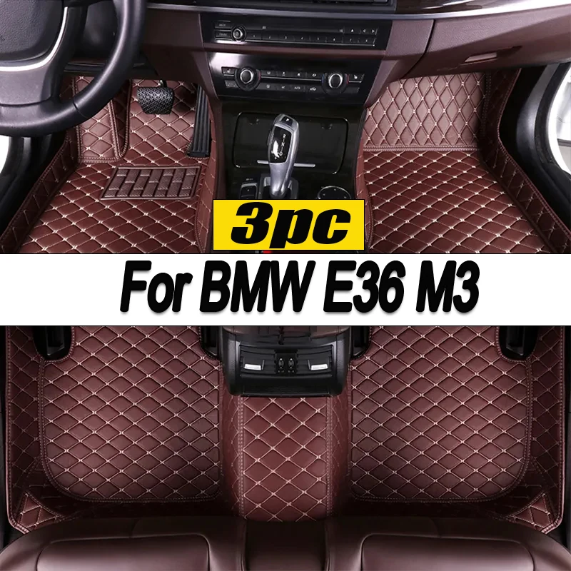 Custom Automotive Car Floor Mats For BMW E36 M3 1995 1996 1997 1998 1999 Auto Luxury Leather Men Women Car Mats Full Coverage