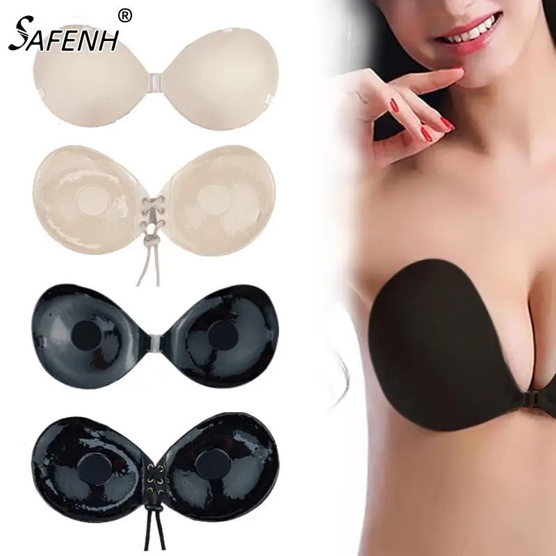 Sexy Strapless Backless Bra Super Push Up Chest Sticker 5CM Thick Invisible Bra Flat Chest Display Big Silicone Breast Sticker