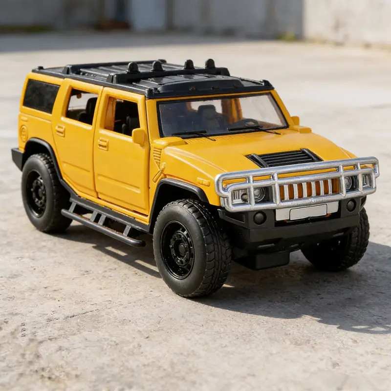 Modelo de Auto HUMMER H2 SUV de Aleación a Escala 1:32, Vehículo Todoterreno de Metal Fundido a Presión, Modelo de Auto con Sonido y Luz, Simulación, Colección, Juguete para Niños, Regalo