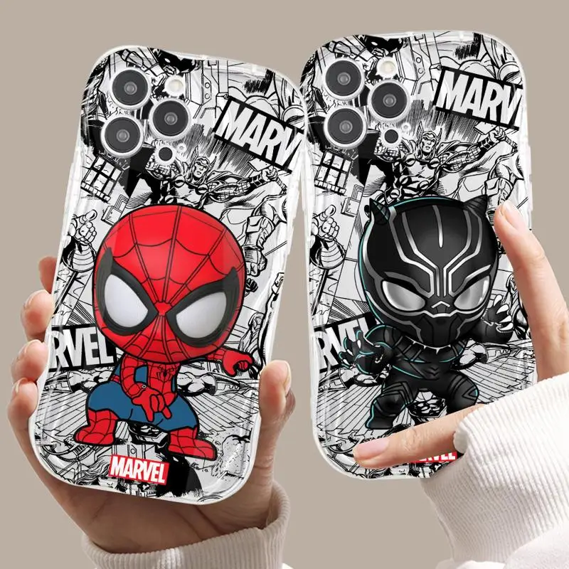 Cartoon Marvel Sqiderman Cover Phone Case for Apple iPhone 13 15 Pro Max 14 13 Pro 11 12 14 Plus 15Plus Wave Soft TPU