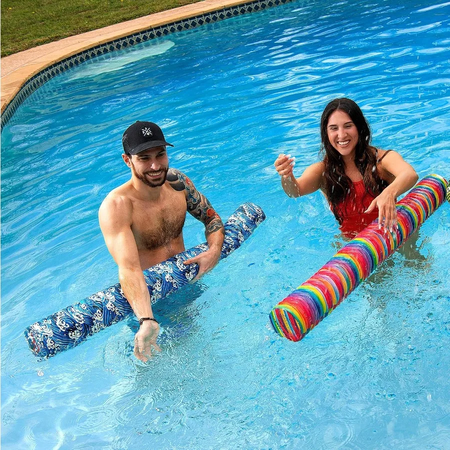 Macarrão de piscina IMMERSA Jumbo Premium com revestimento de vinil macio à base de água e macarrão de espuma resistente a UV para natação e flutuador