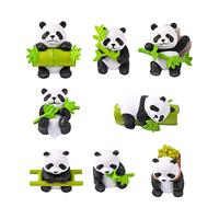 8 Pieces Resin Panda Figurines Craft Decorative Garden Decoration Table Sculpture for Fairy Gardens Accessories Adorable