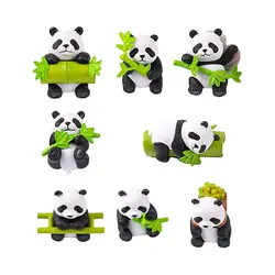 8 Pieces Resin Panda Figurines Craft Decorative Garden Decoration Table Sculpture for Fairy Gardens Accessories Adorable