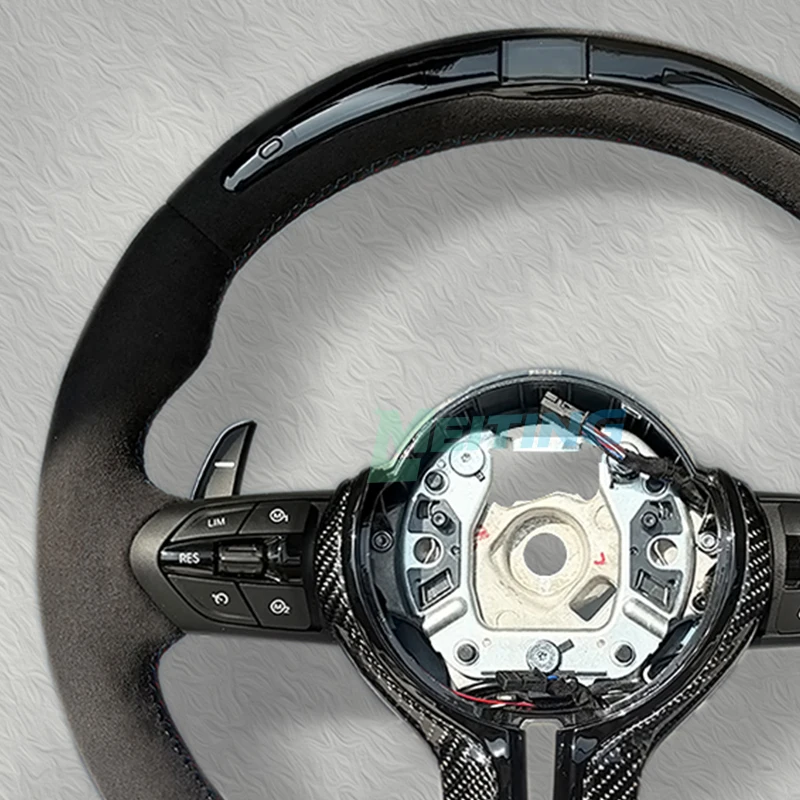 Steering wheel modification made of full suede material with LED lights and multifunctional buttons for BMW F10 F20 F30 F40