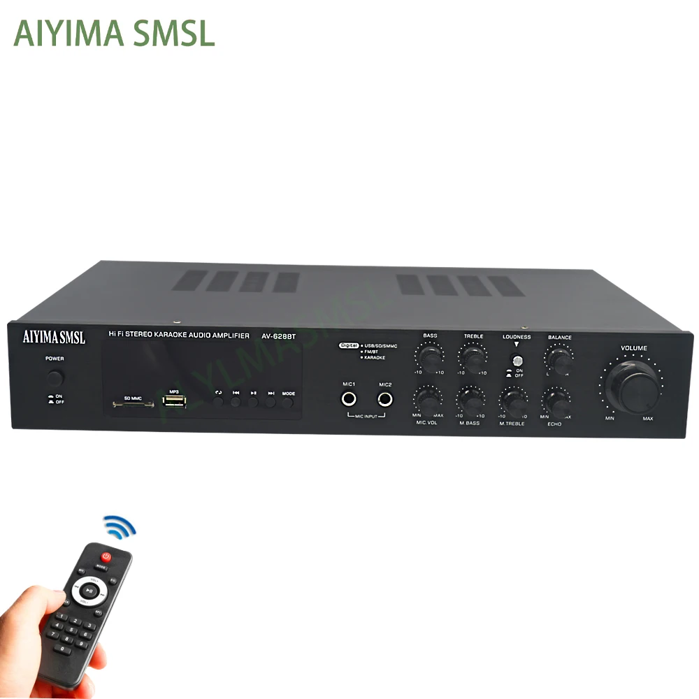 AIYIMA SMSL Bluetooth AV Amplifier 5.1 1000W High Power Karaoke USB SD Radio Home Amplifier