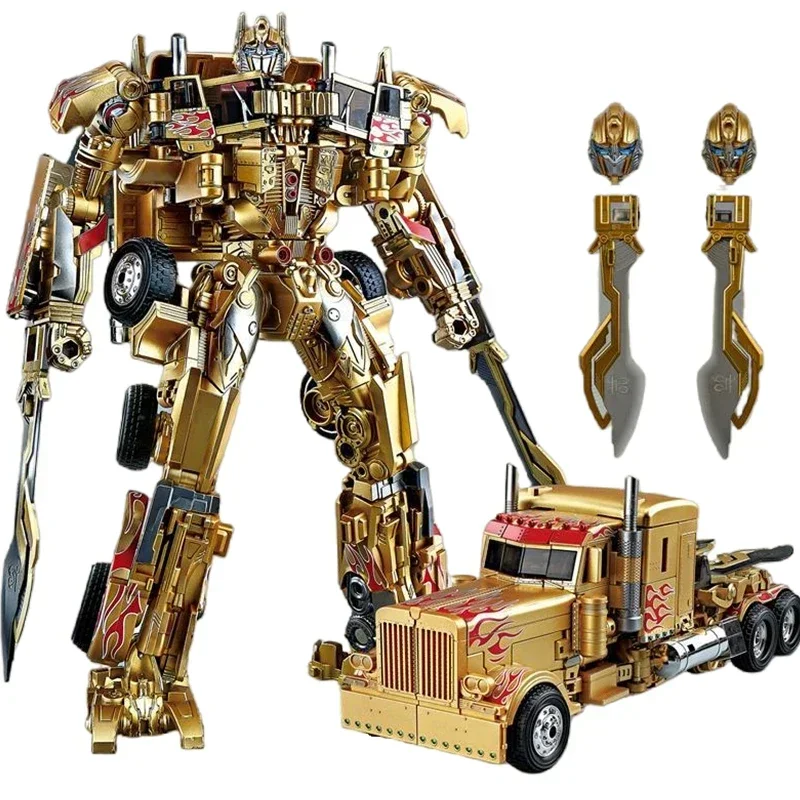 30CM Transformation Gold Robot Toys Optimus Prime Alloy Star Commander Toys Truck Car Movie Anime Action Figure kids For Toys