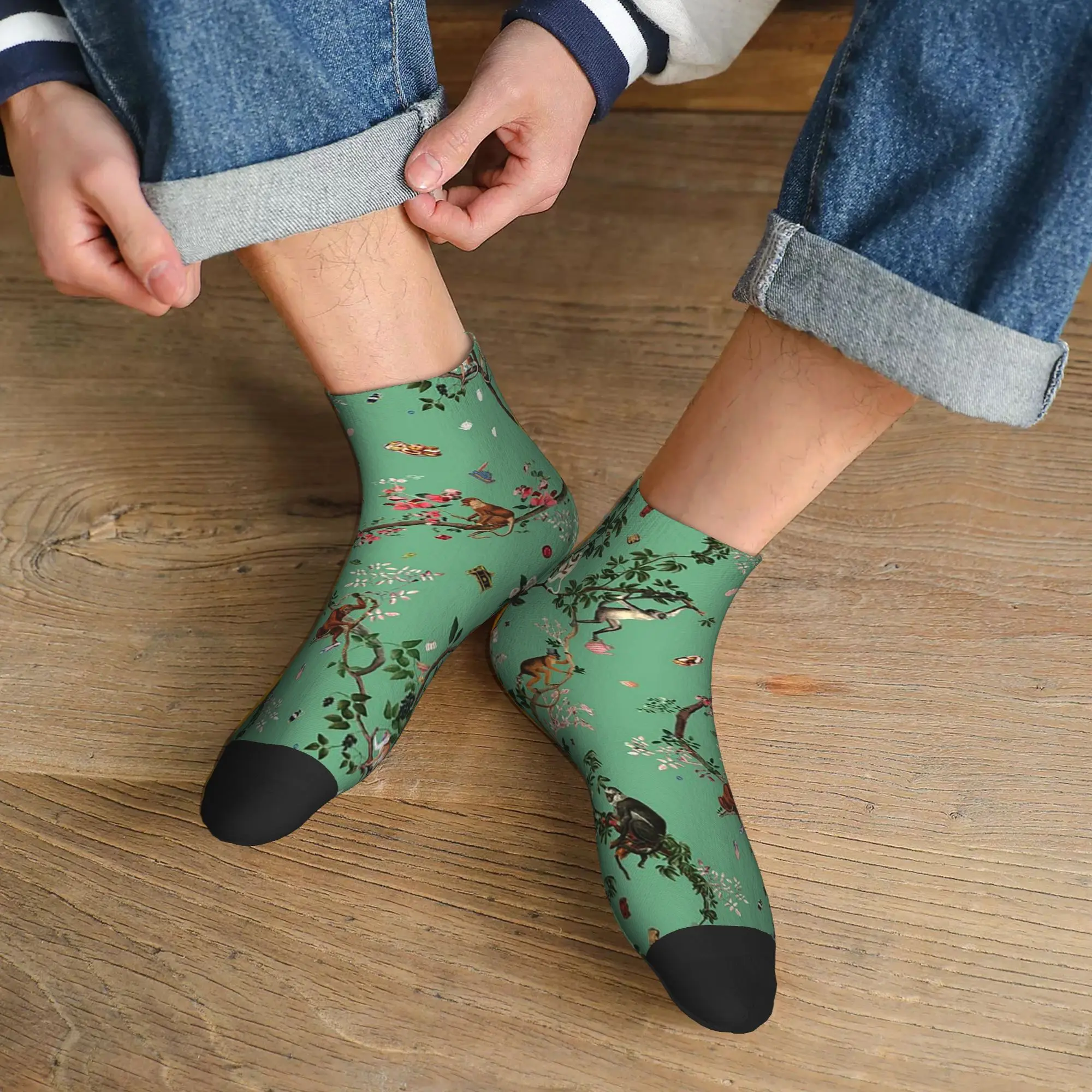 

Monkey World Green Socks Harajuku High Quality Stockings All Season Socks Accessories for Man's Woman's Christmas Gifts