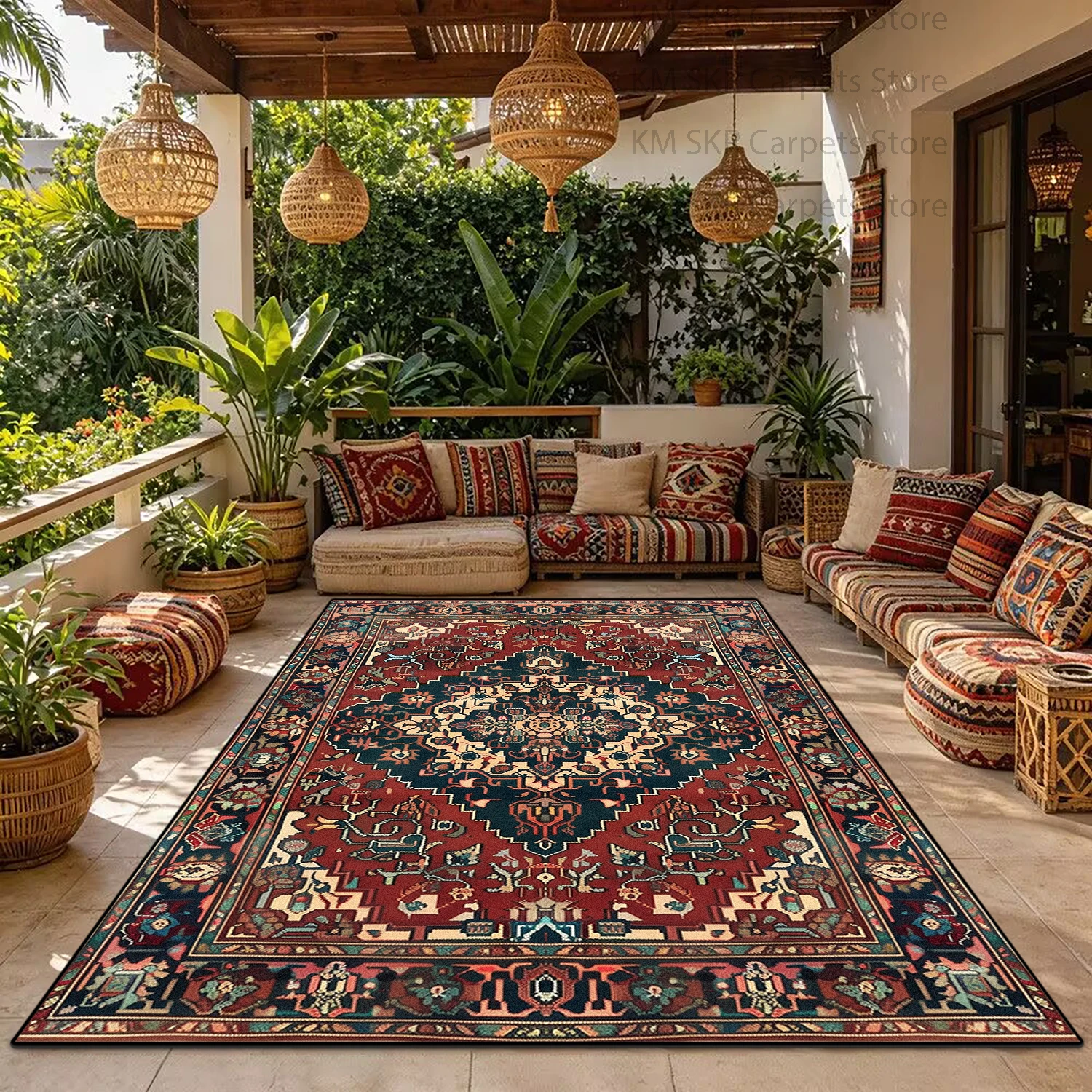 American Persian Retro Style Large Living Room Carpet Decoration Home Non-slip Washable Bedroom Balcony Rug Soft Plush Study Mat