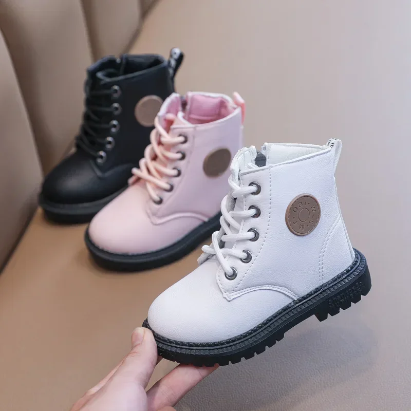 Quattro stagioni scarpe da bambino stivaletti da neve alla caviglia stivaletti sportivi per bambini scarpe da ragazza per ragazzo moda morbida pelle PU Warm Toddlers Big Kid Boot