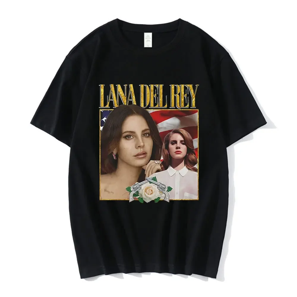 Camiseta extragrande estampada feminina Lana Del Rey LDR, streetwear de manga curta, camiseta casual com gola redonda, moda