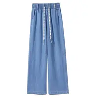 Plus Size Loose Fit Ice Silk Jeans Casual Yoga Demin Pants Women's Summer Trendy Brand Thin Wide Leg Pants Feel Comfortable - Image 5