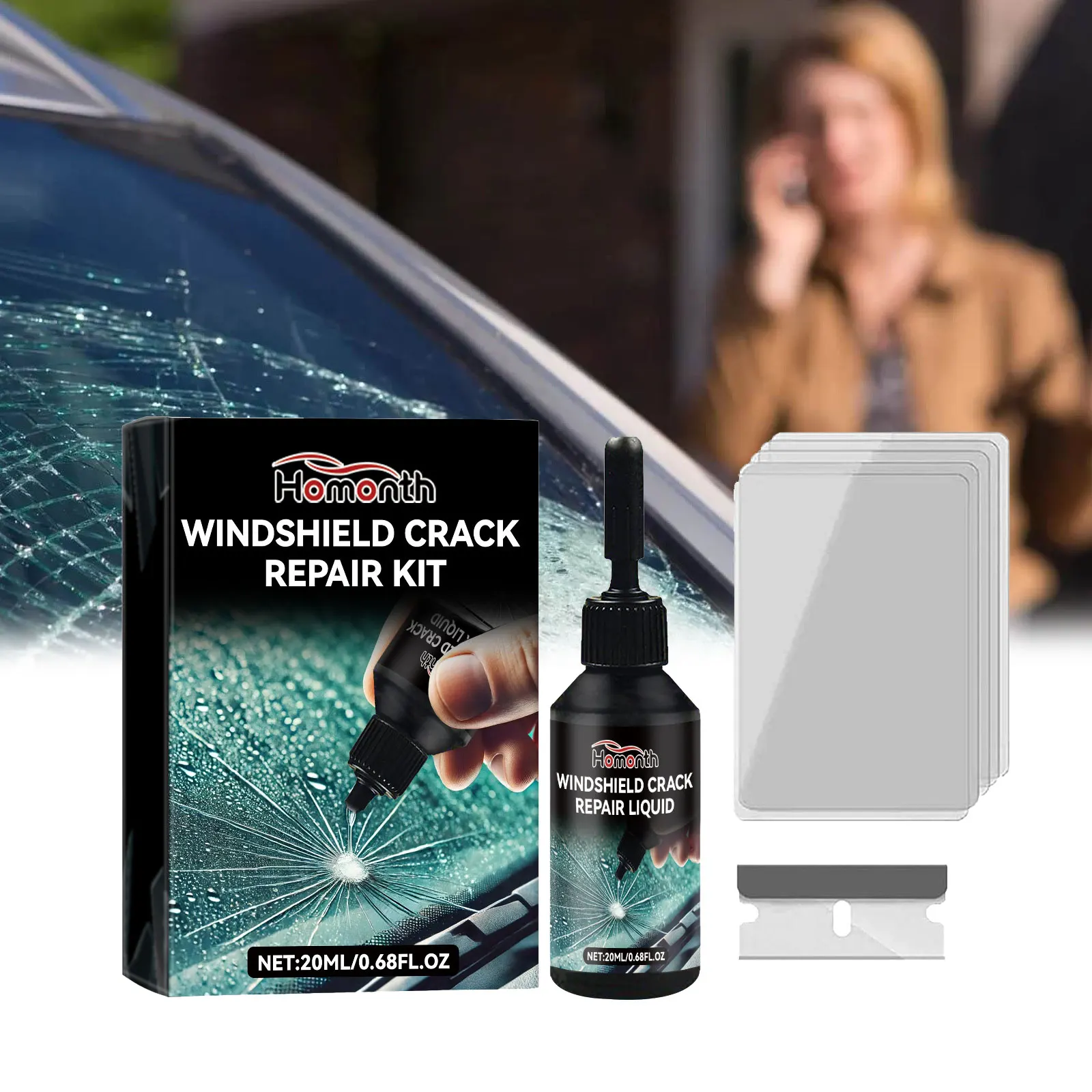 

Car Windshield Windscreen Glass Repair Resin Kit Auto Vehicle Casement Fix Tool Auto Windshield Cracked-Repair Glue