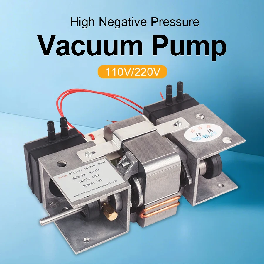 

Микровоздушный насос 220 В Безмасляный вакуумный насос с двойной головкой Поршневой насос Высокое отрицательное давление Бесшумный вакуумный насос 110 В