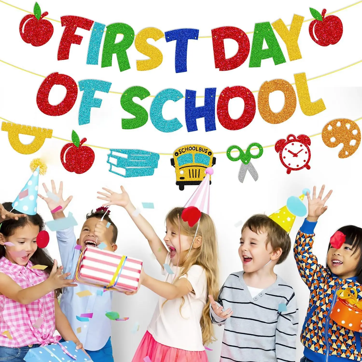 Back-to-school Season School Classroom Layout Banner Apple School Bus Pencil Pull Flag