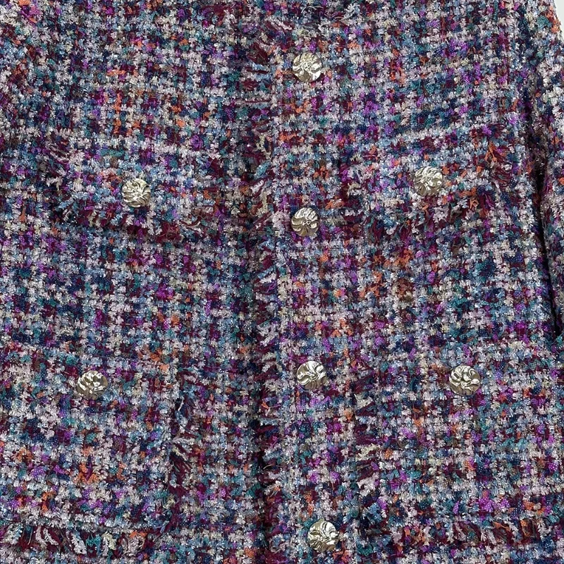 Fragrance Round Neck Tassel Casual Short Jacket Women Fashion French Vintage Tweed High-quality Autumn Winter lady Jacket