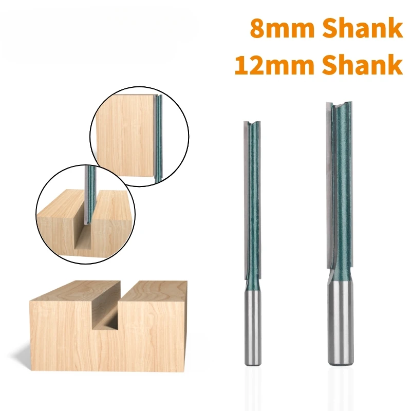 

8mm 12mm Shank Straight Router Bit Carbide Cutter End Mill Face Mill Woodworking Milling Cutter Bit for Wood Slotting Tool
