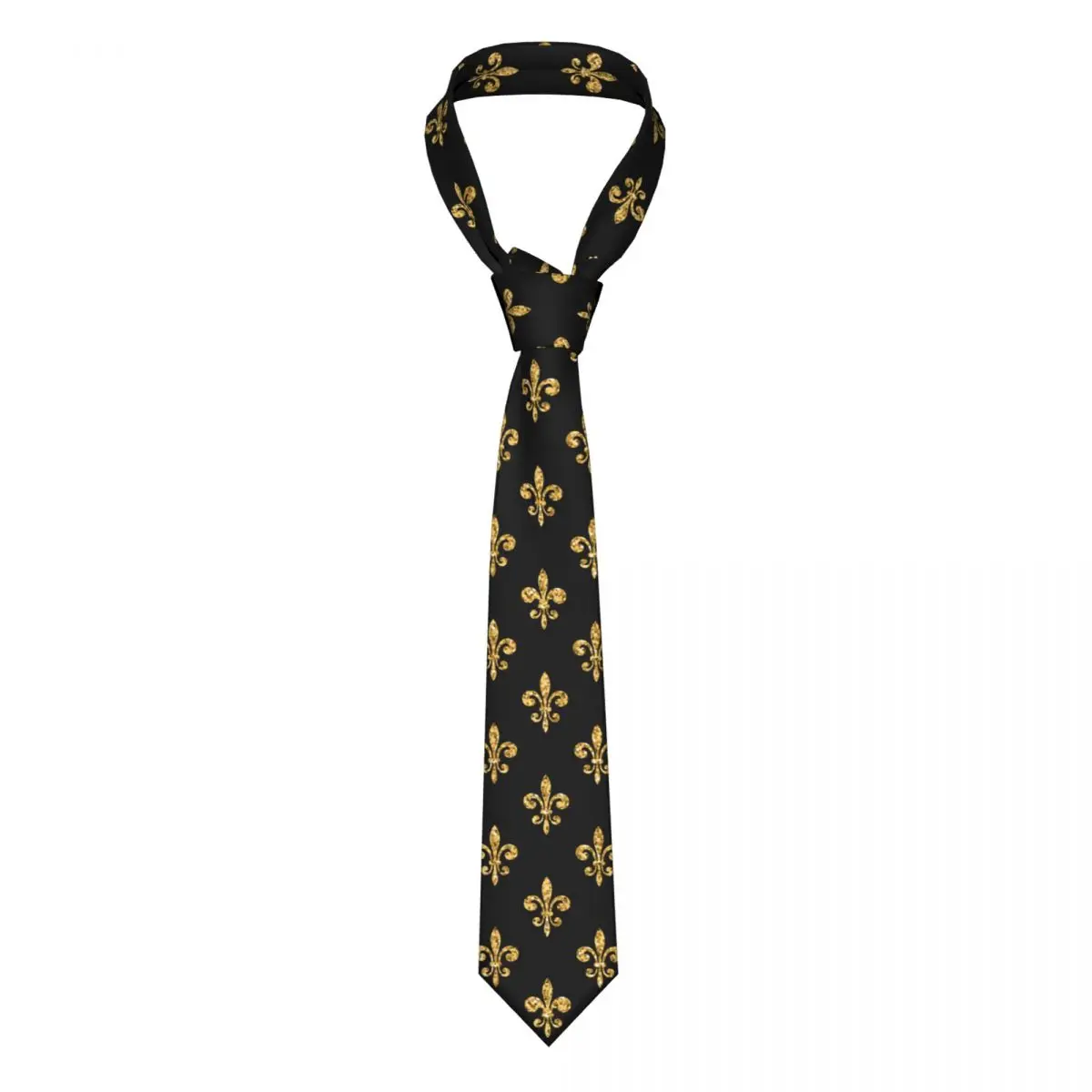 

Mens Tie Classic Skinny Golden Fleur De Lis Neckties Narrow Collar Slim Casual Tie Gift