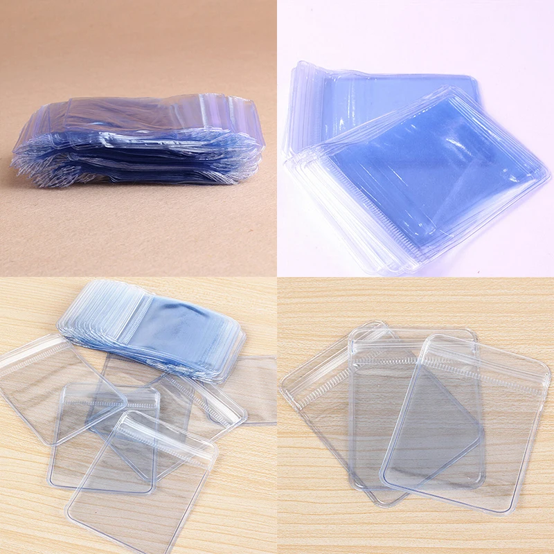 100Pcs Clear PVC Plastic Coin Bag Case Wallets Storage Envelopes New