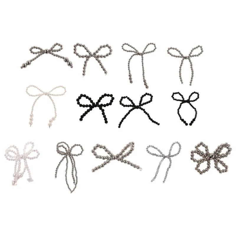 

E15E Handmade Beaded Bowknot Jewelry Part Fashion Beaded Bowknot Elegant Bowknot Part