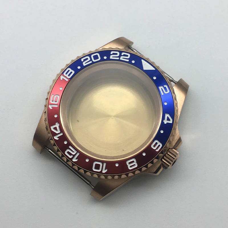 

40mm high-quality Rose gold GMT Ⅱ Watch case sapphire glass ceramic bezel for Seiko nh35 nh36 Miyota 8215 movement 28.5mm Dial