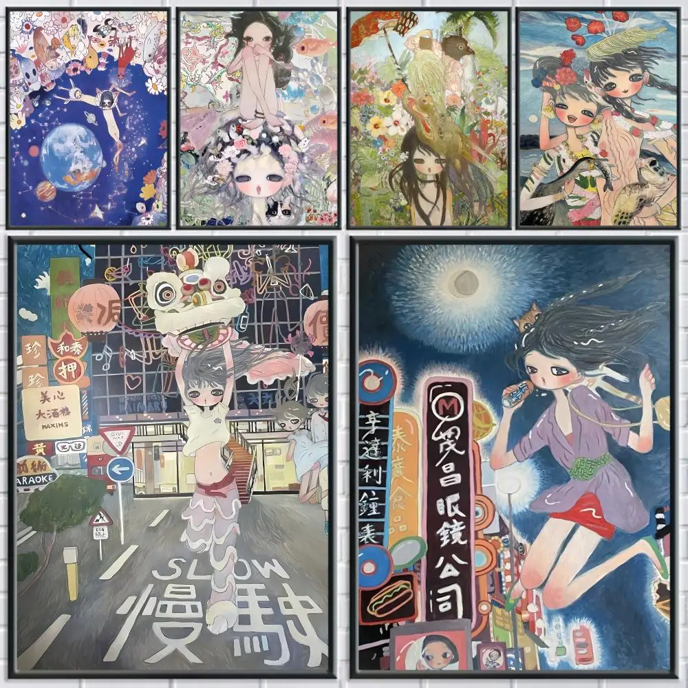 

Anime Cute A-aya Takano Painting Calligraphy Canvas Posters Fancy Wallart for Living Room Painting Decoration Room Wall Decor