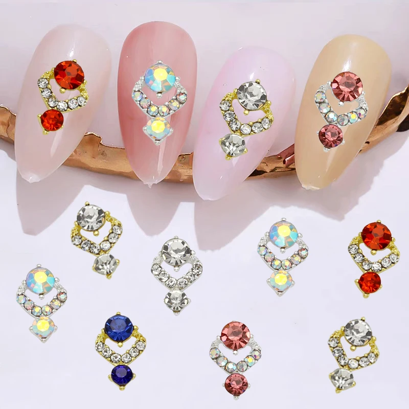 

10Pcs Nail alloy jewelry, The charm of hollowed-out double-pointed metal nails used for nail accessories