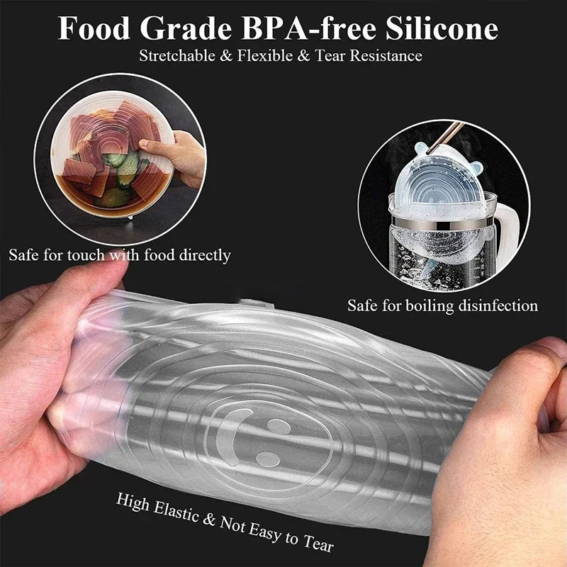 Copertura per alimenti per accessori da cucina confezione con coperchio sigillato riutilizzabile tappi elastici regolabili in Silicone per la