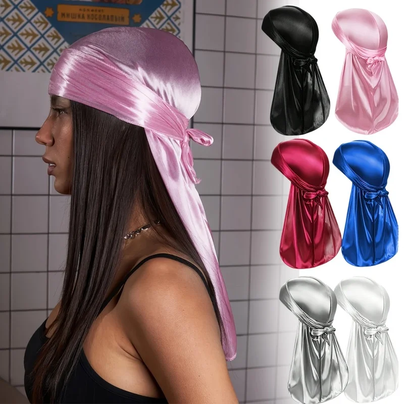 4pcs Unisex Durag Elastic Solid Color Breathable Soft Pirate Head Wrap for Hip Hop Sports Daily Wear Cosplay Party