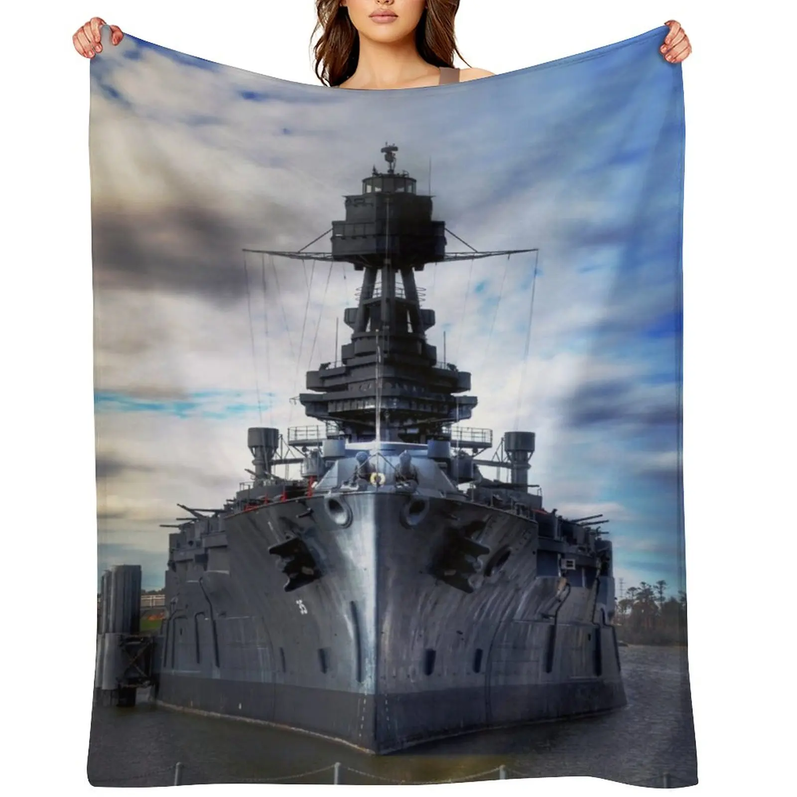 

Battleship USS Texas Throw Blanket bed plaid Hairy Picnic Thermal Blankets
