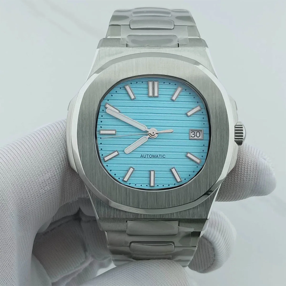 

NH35 Case watch40mm Men Stainless Steel watch Luminous Dial Hands for NH35 Movement Clear Case 2