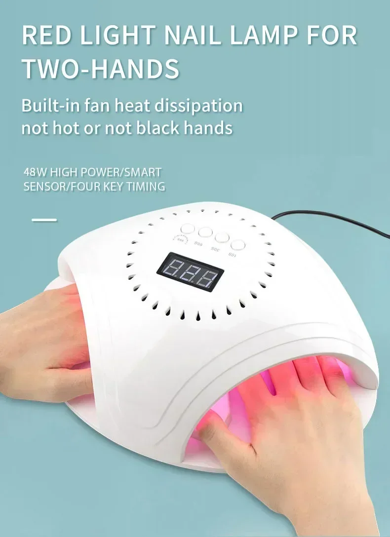 White/Rose Gold UV lamp GRS Certification RED Light Two Handed 48W 2in1 LED Nail Professional Nail Dryer