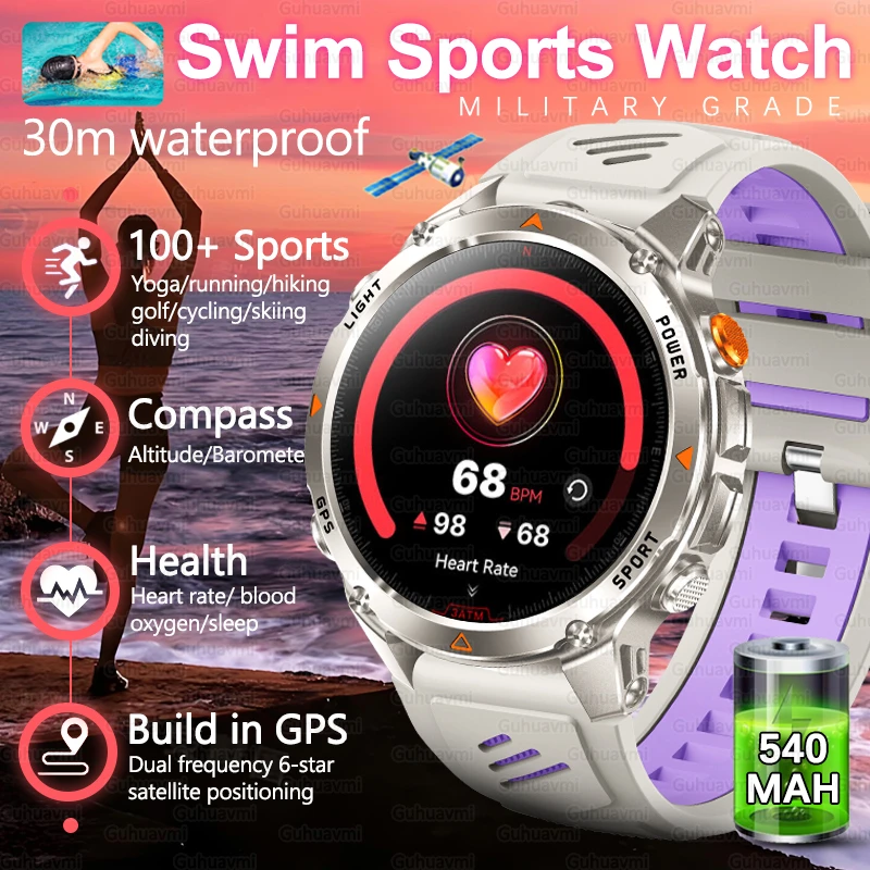 

Genuine Professional GPS smart watches Women Bluetooth Call 540mAh Battery Compass 3ATM Waterproof Swimming Sports Bracelet Men