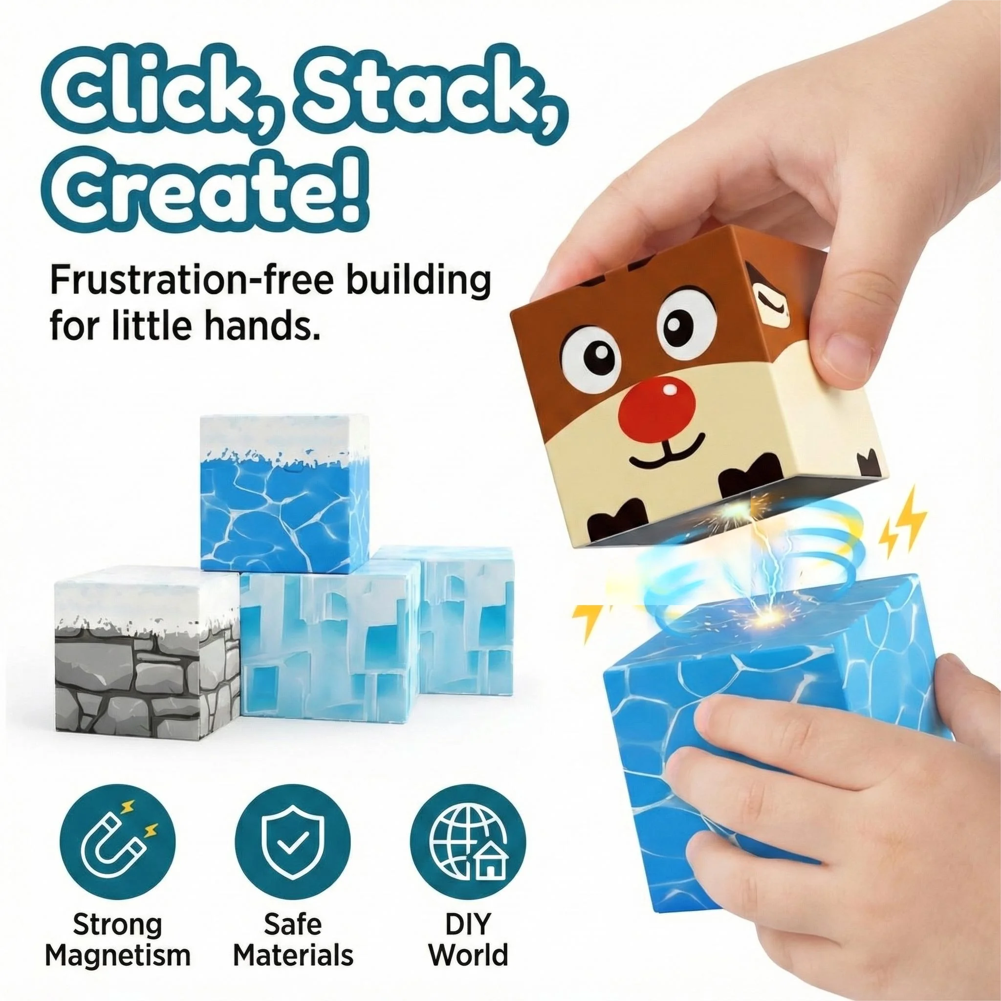 مجموعة مكعبات البناء المغناطيسية لعبة بناء مكعبات شتوية ثلاثية الأبعاد يمكنك صنعها بنفسك قلعة عالم الثلج الجليدي الجذعية هدية عيد الميلاد التعليمية للأطفال #3