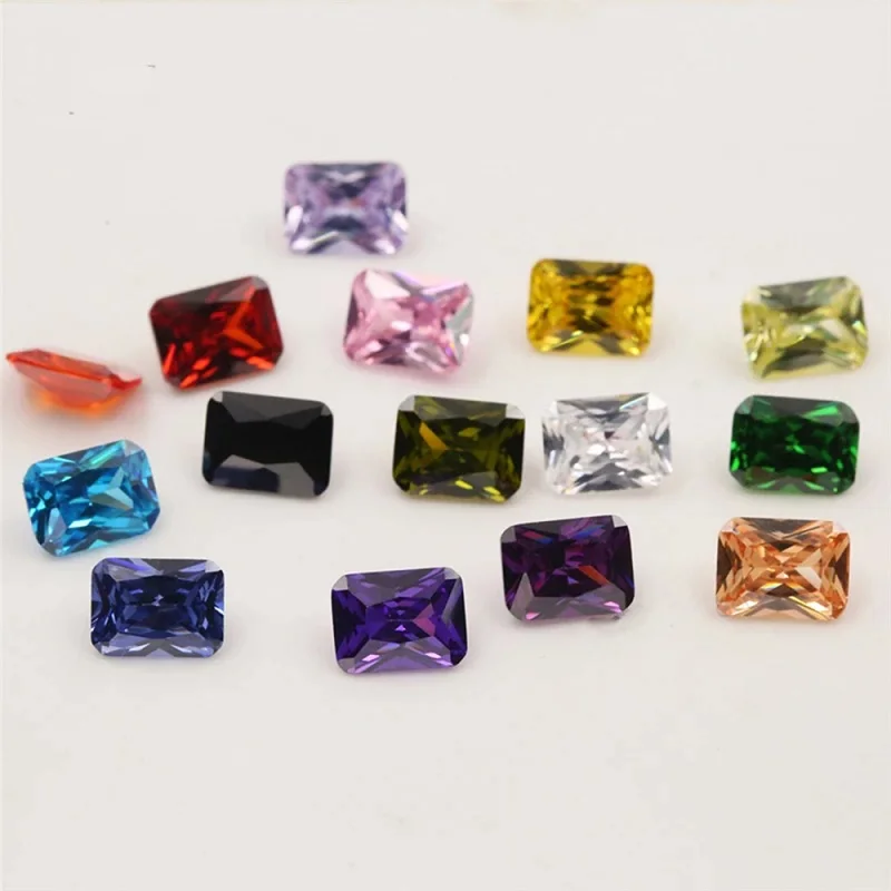 Mix 15 Colors Octangle Cut Cubic Zirconia Stone Loose CZ Stones Synthetic Gemstone for Jewelry Making (Size 4x6mm-10x12mm)