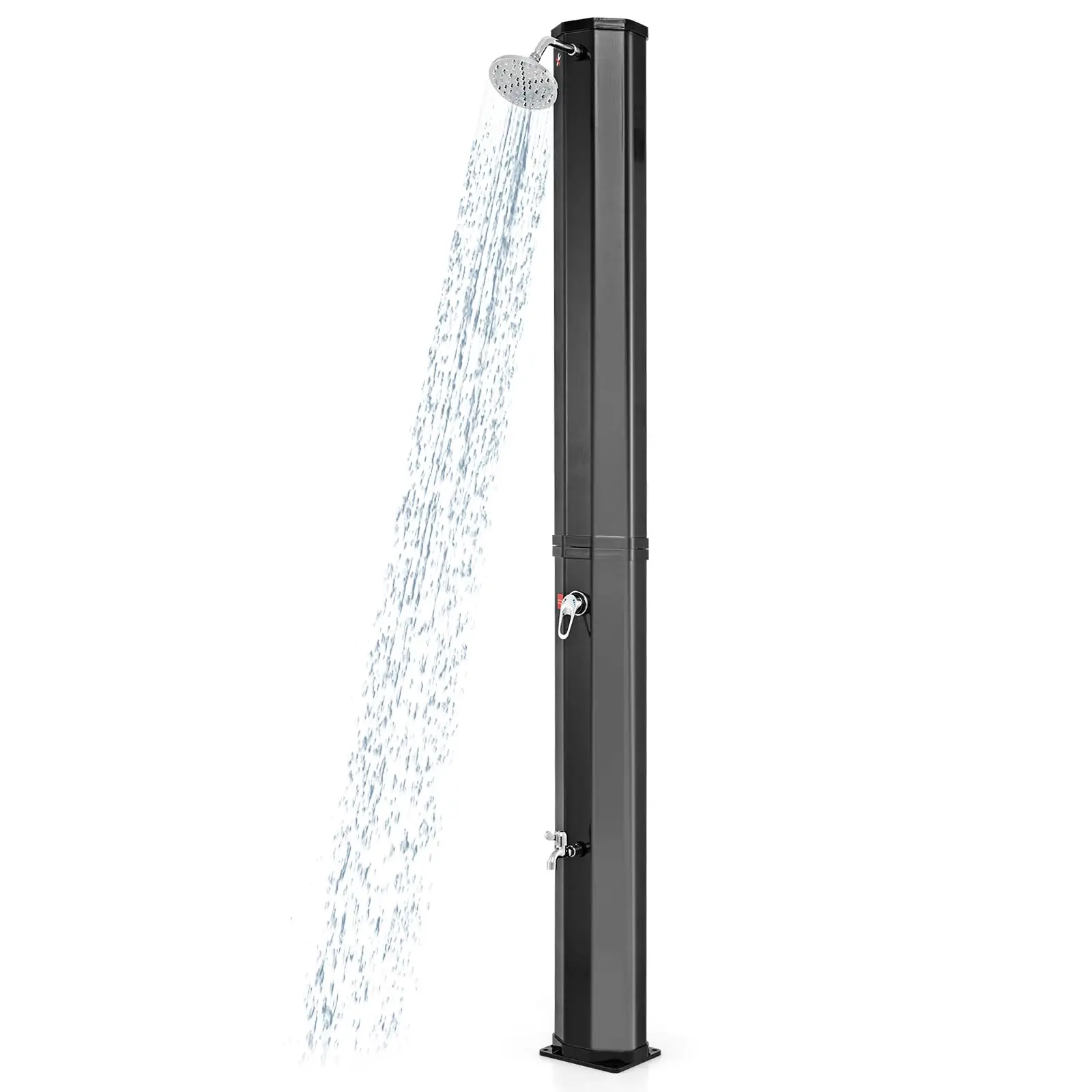 15.9 Gallon Solar Heated Outdoor Shower, 7.5 FT Freestanding Outdoor Shower with Shower Head and Foot Shower Tap for