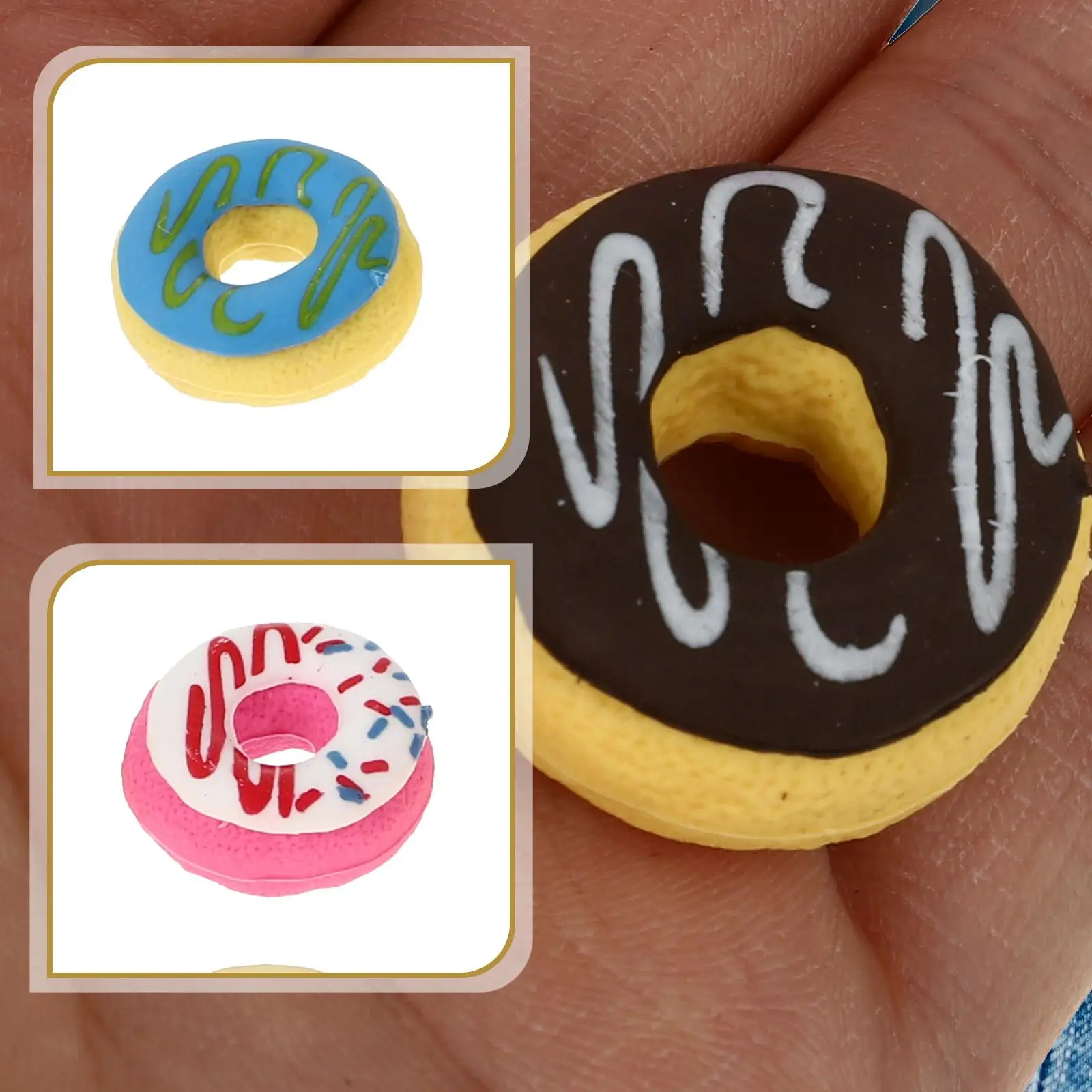 18 Pcs Doughnut Eraser Mini Rubber Cute Student Kids Fun Decorative Pencil Accessory Portable Writing Drawing Sweet Crafted