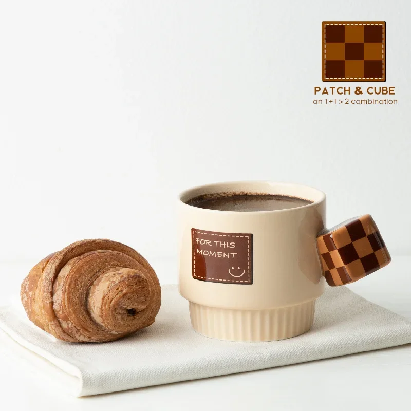 

Rubik's Cube Ceramic Coffee Cup Latte Art Creative Mug Korean European and American Style High-Looking Water Cup Companion