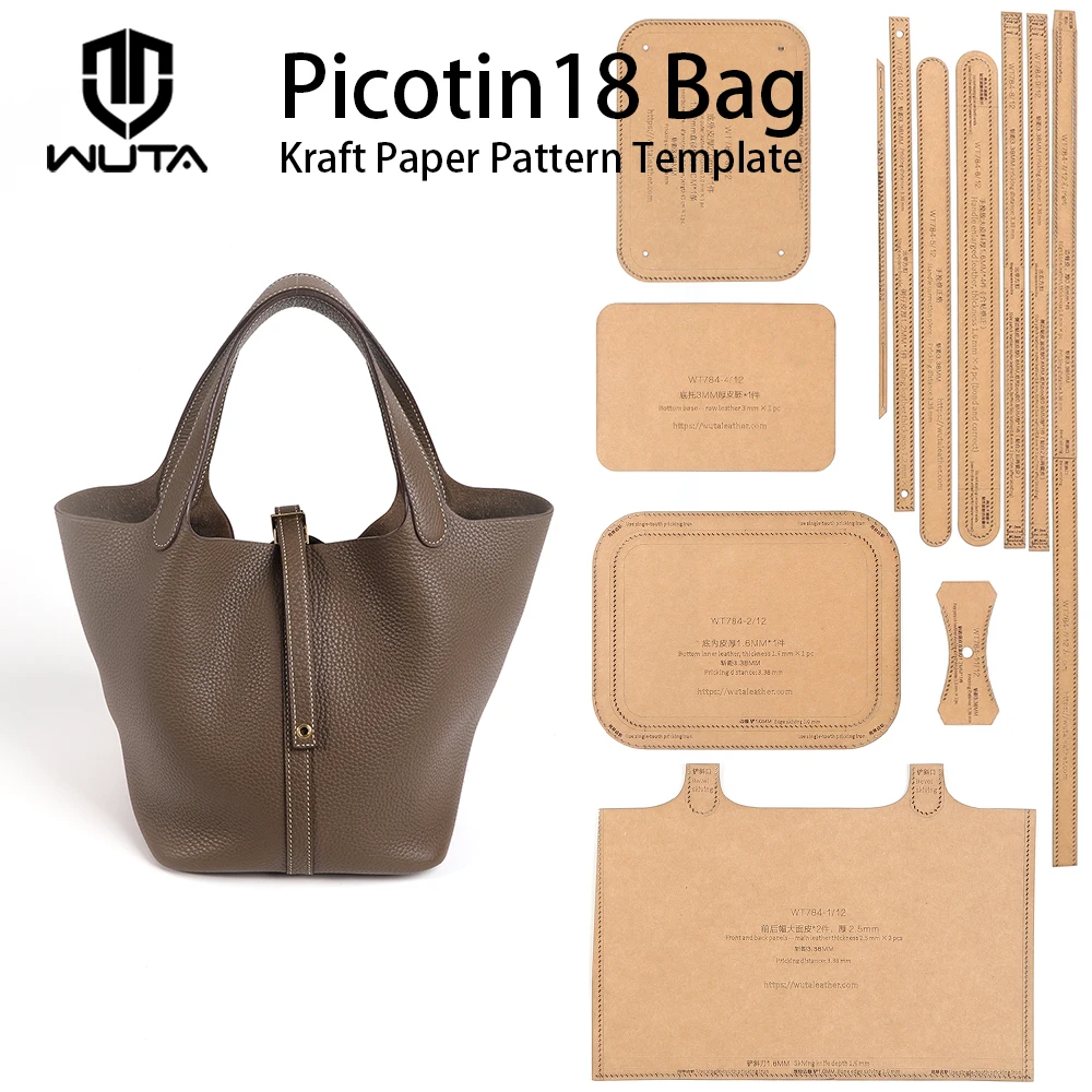 WUTA Picotin 18 Kraftpapier-Schablonen für handgefertigte Bucket Bags, DIY-Lederhandwerk-Zubehör