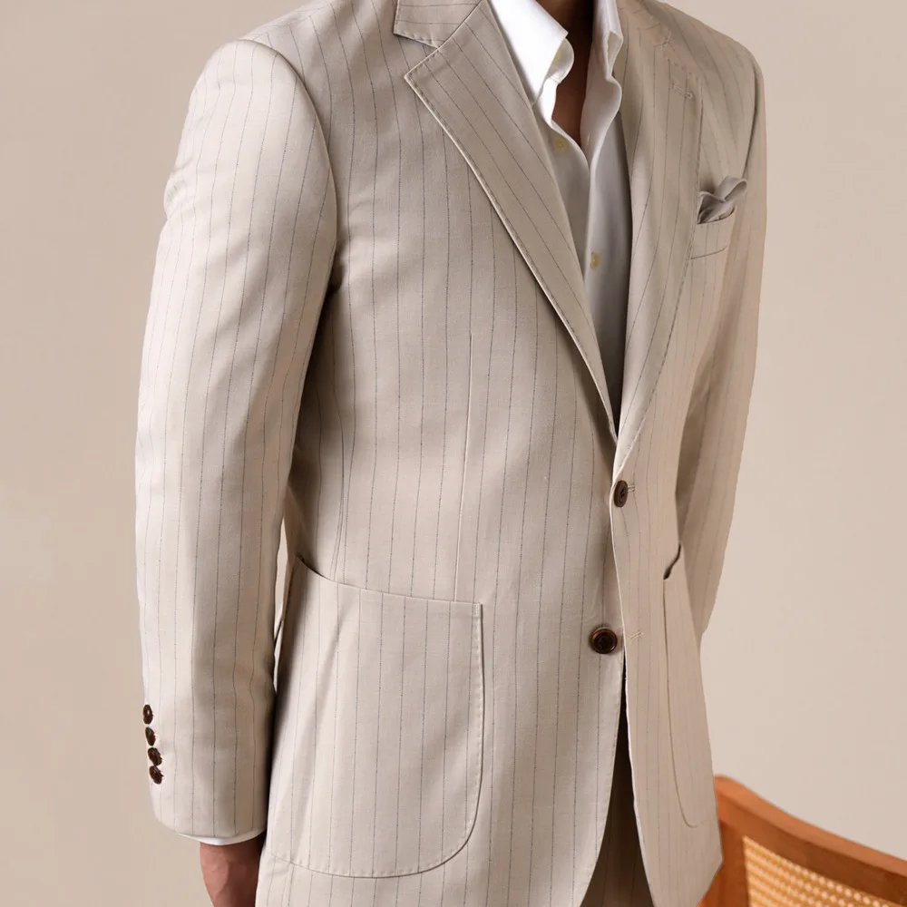 شهم مخطط واحدة الصدر محززة التلبيب Ternos Masculino بدلة عمل غير رسمية مجموعة الرجال بدلة سهرة زي Mariage أوم