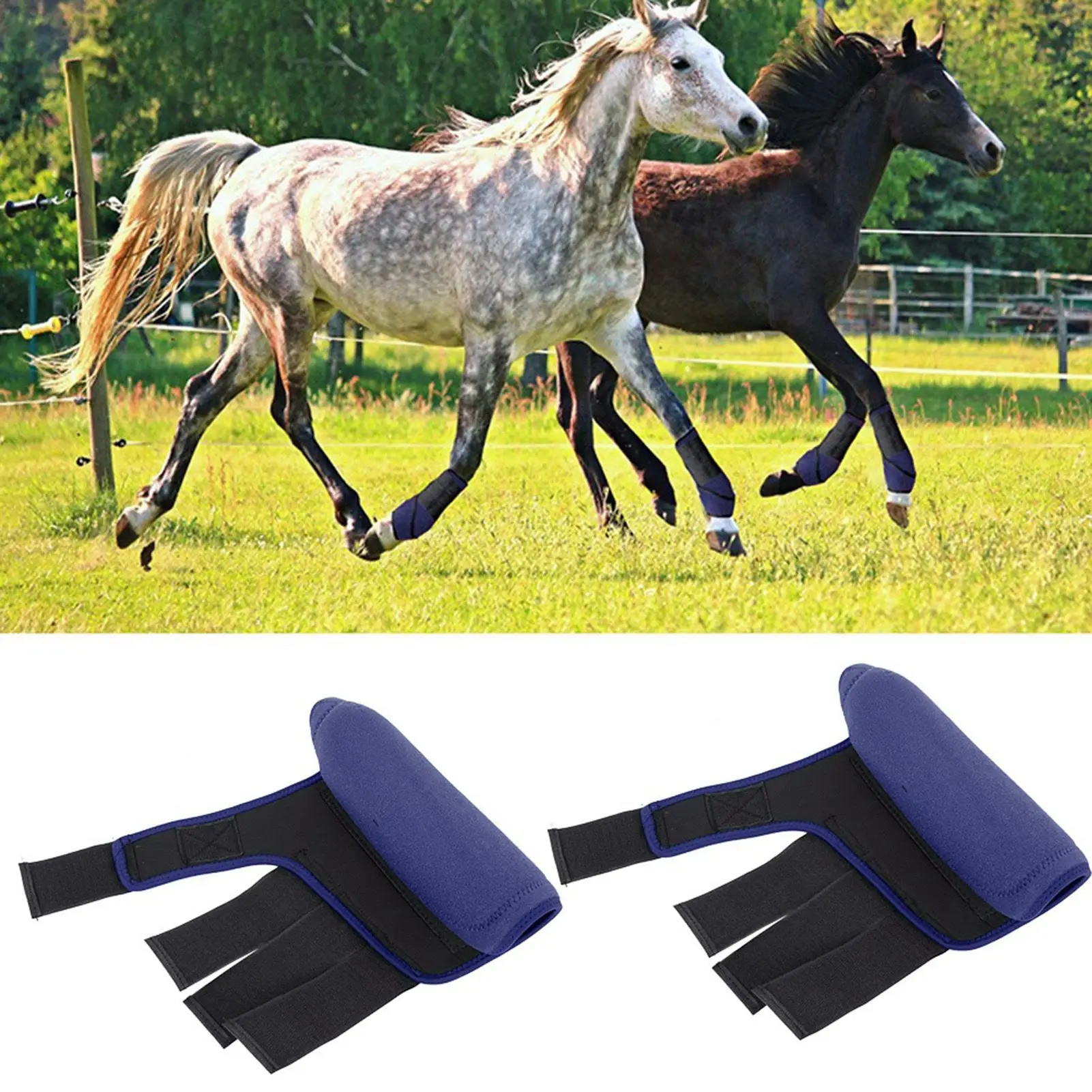 Enveloppes de jambe de cheval réglables, bottes de support d'attelle, accessoires de protection équestre, 2 pièces