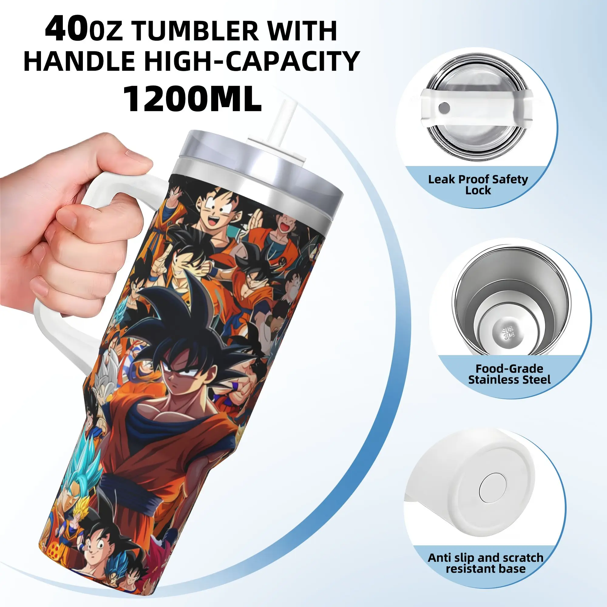 D-Dragons Ball Anime Tumbler  Hot Drinks Water Bottle Leakproof Stainless Steel Thermal Cups Graphic Travel Mugs Cup view 3