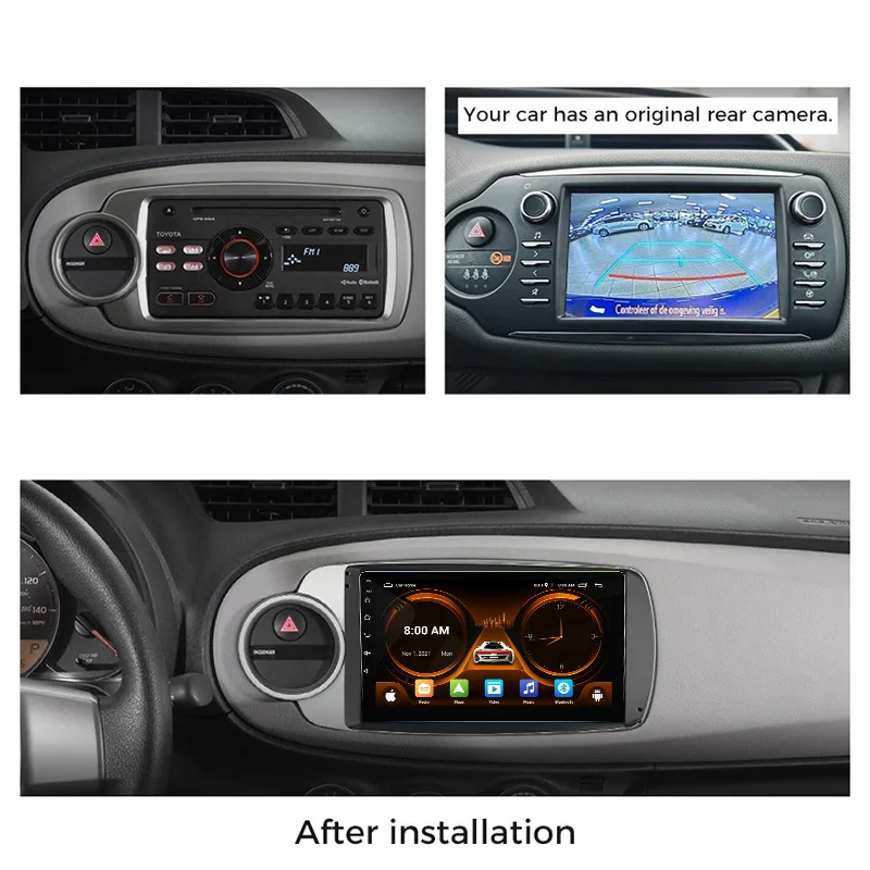 JIUYIN Car Radio Multimedia Player  Android 13 For Toyota Yaris 2012 2013 2014 2015 2016 2017 Auto Wireless Carplay DSP 2Din